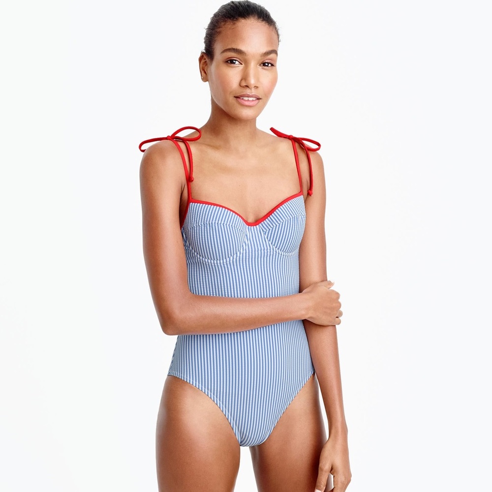 J.CREW Seersucker Underwire One-Piece Swimsuit